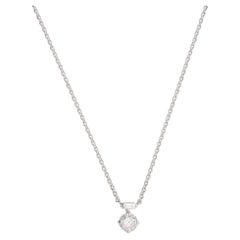 0.52 Carat Diamond Solitaire Pendant Necklace 14 Karat White Gold Fine Jewelry