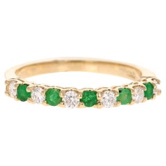 0.52 Carat Emerald Diamond 14 Karat Yellow Gold Band