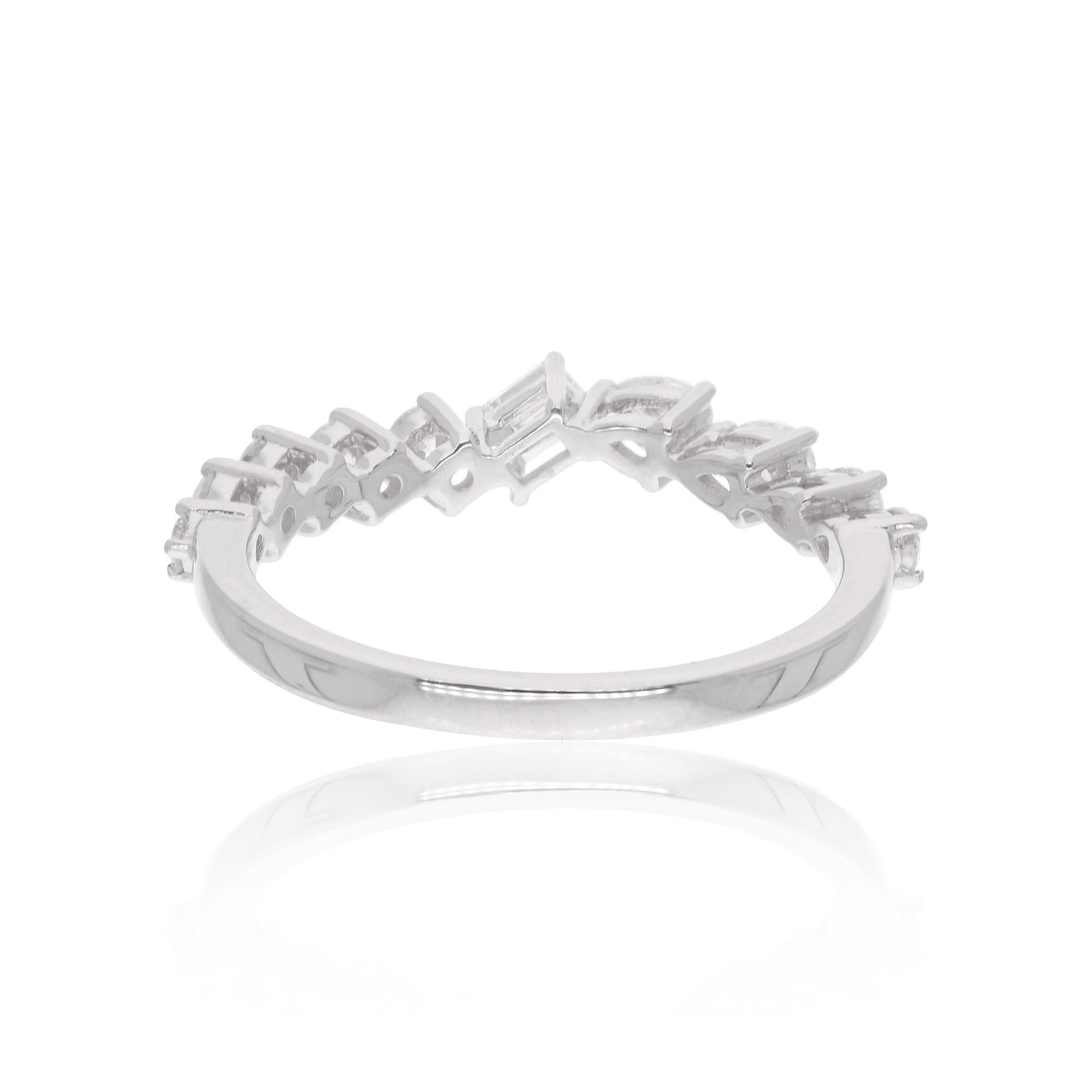 The half eternity band design of the ring symbolizes eternal love and commitment, making it a popular choice for engagement rings or anniversary gifts. It can also be worn as a standalone piece or stacked with other rings for a personalized and