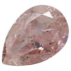 0.52 Carat Fancy Orangy Pink Pear Cut Diamond I2 Clarity GIA Certified
