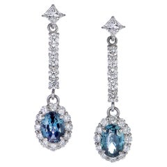 0.52 Carat Natural Brazilian Alexandrite and Diamond Earring Made in Platinum