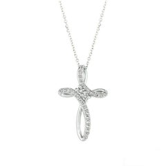 Collier en or blanc 14 carats avec chaîne G SI et diamants naturels de 0,52 carat