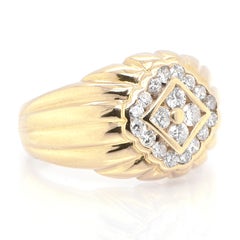 0.52 Carat Natural Diamond Signet Ring Set in 18 Karat Yellow Gold