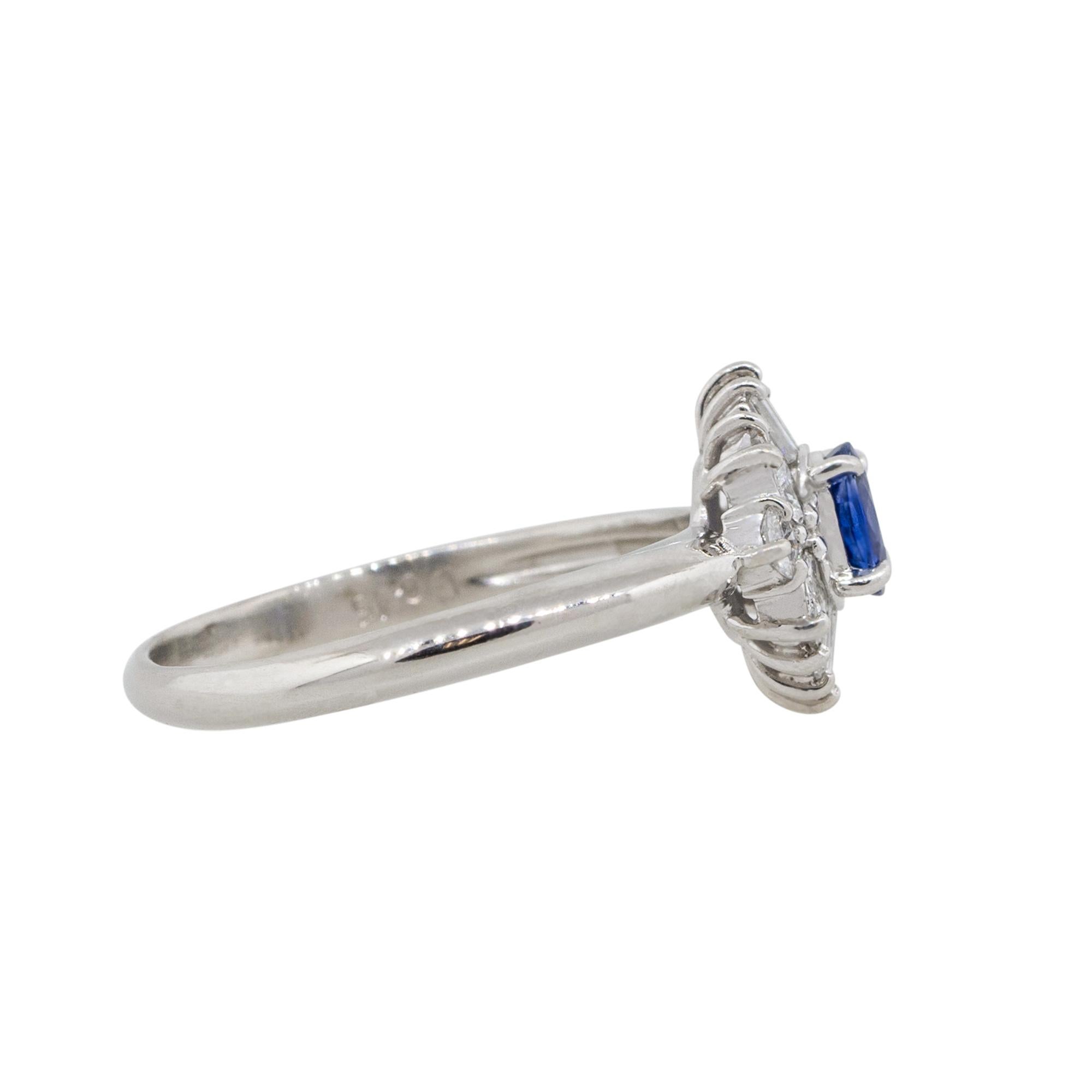 0.52 Carat Oval Cut Sapphire Center Diamond Cocktail Ring Platinum in Stock In New Condition For Sale In Boca Raton, FL