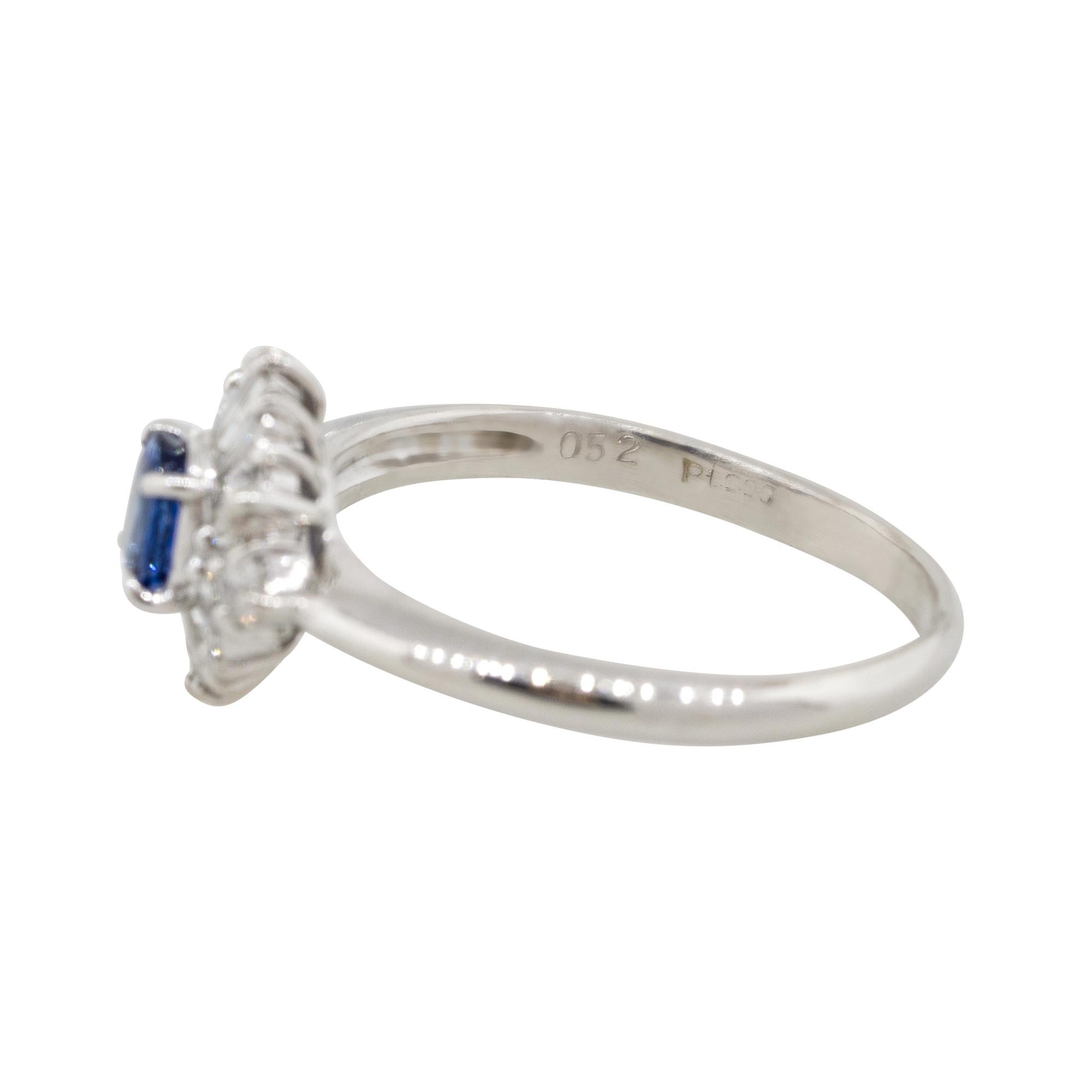 0.52 Carat Oval Cut Sapphire Center Diamond Cocktail Ring Platinum in Stock For Sale 1