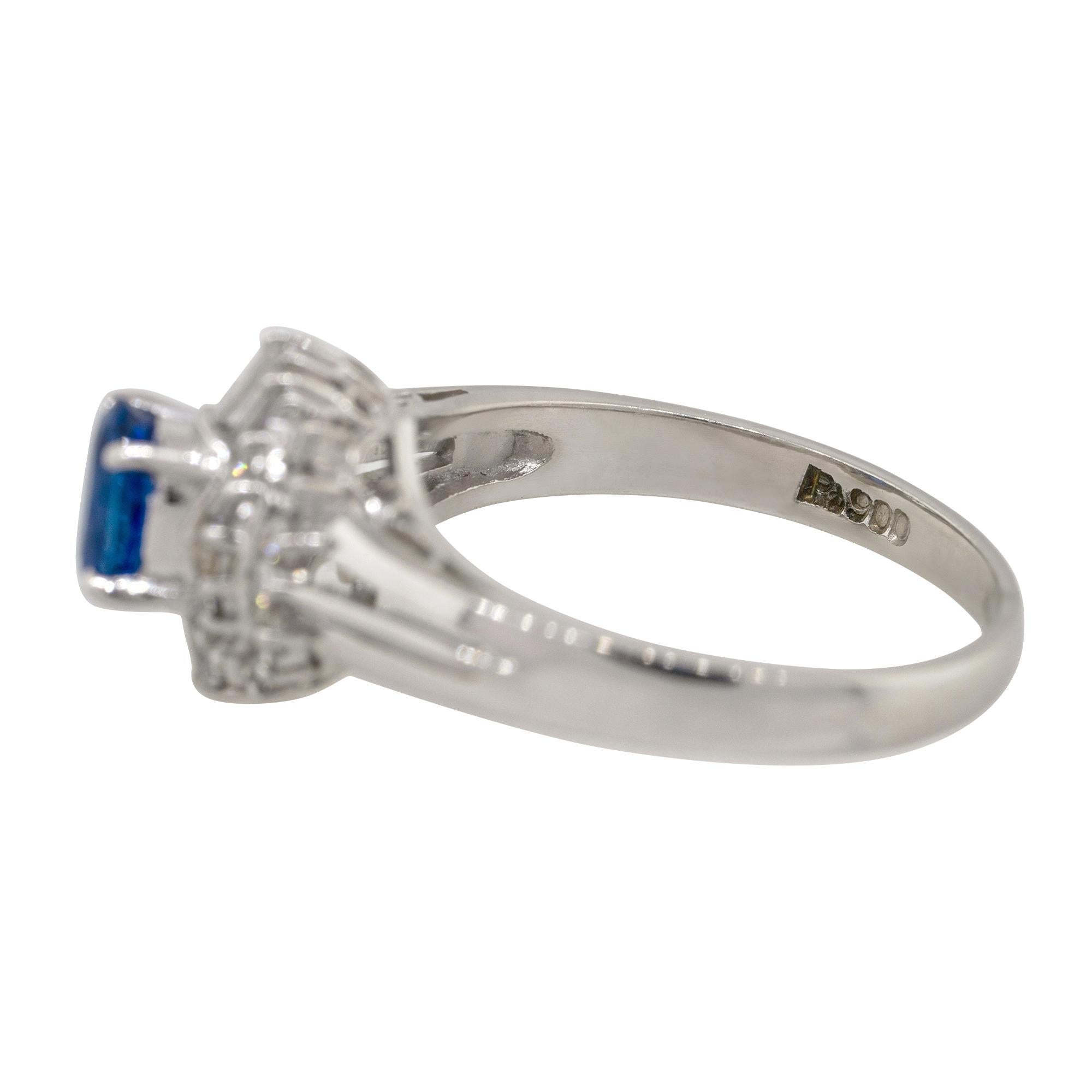 0.52 Carat Oval Sapphire Center Diamond Cocktail Ring Platinum in Stock In New Condition For Sale In Boca Raton, FL