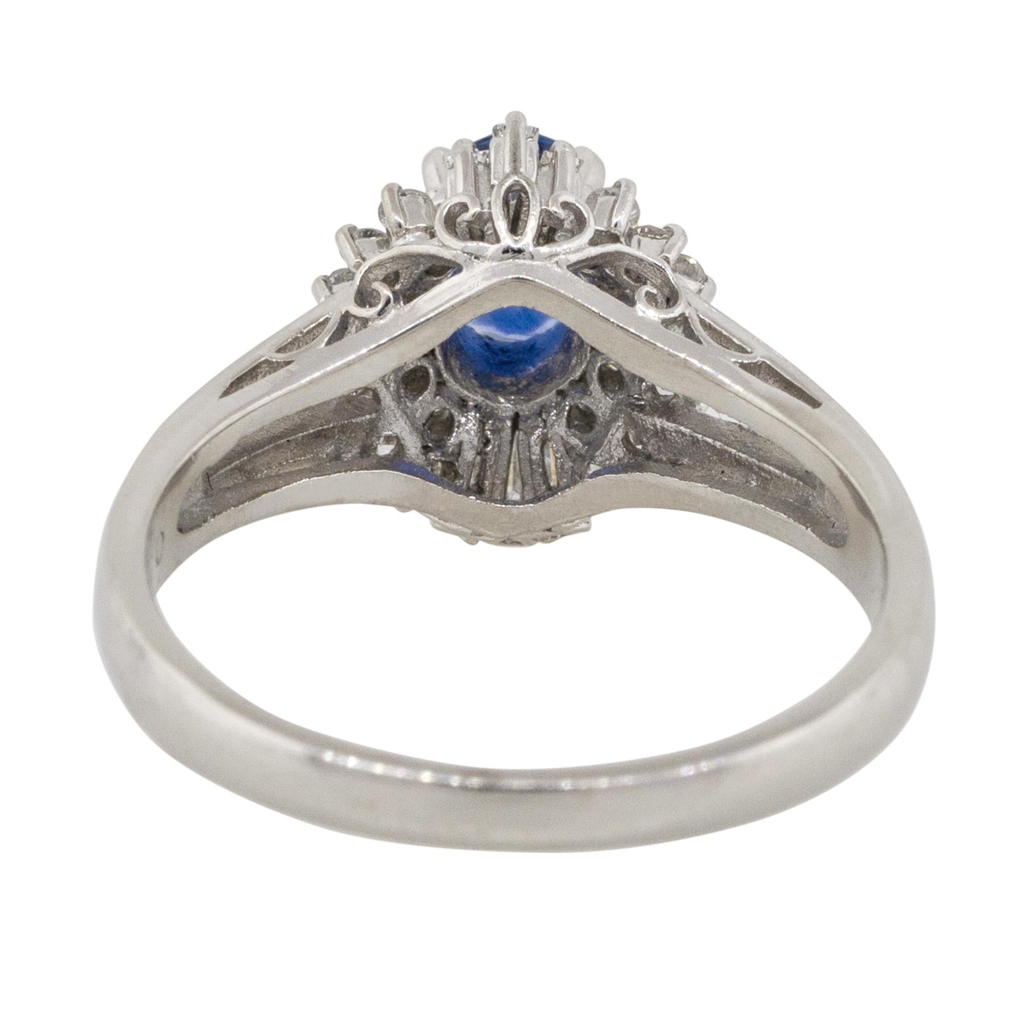 0.52 Carat Oval Sapphire Center Diamond Cocktail Ring Platinum in Stock For Sale 1