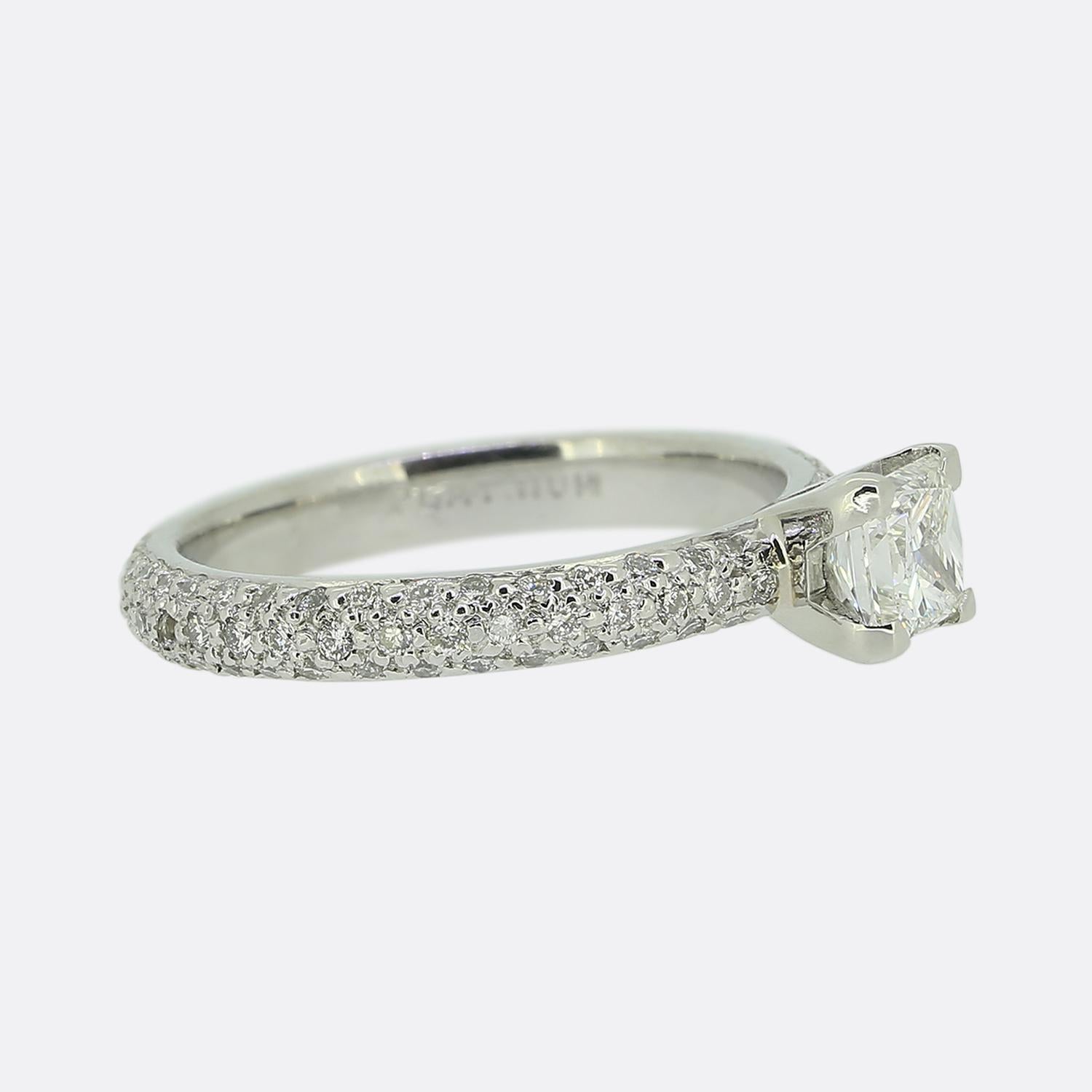 0.52 Carat Princess Cut Diamond Engagement Ring Size I (48) In Good Condition For Sale In London, GB
