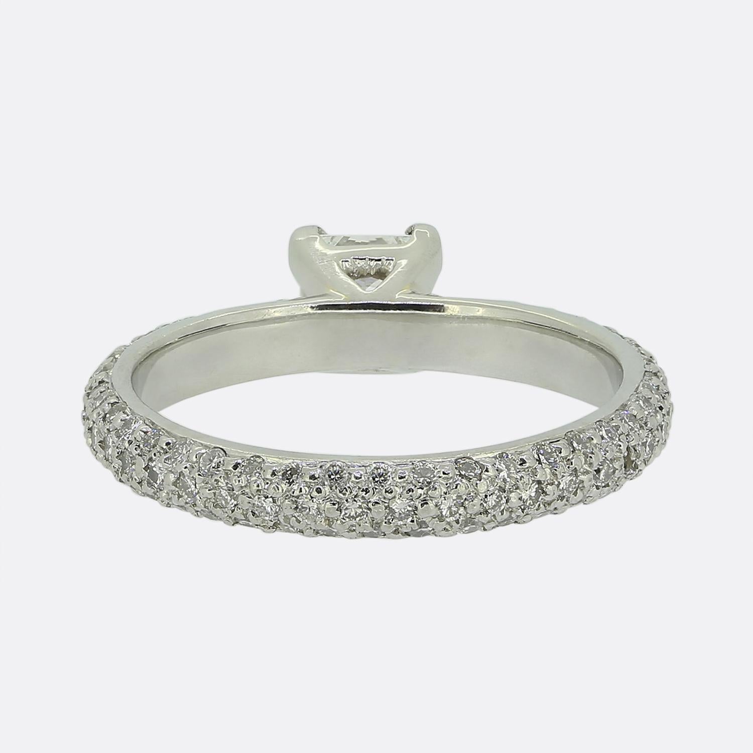 Women's 0.52 Carat Princess Cut Diamond Engagement Ring Size I (48) For Sale