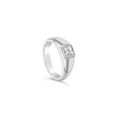 0.52 Carat Princess Cut Diamond Bezel-Set Engagement Ring in White Gold