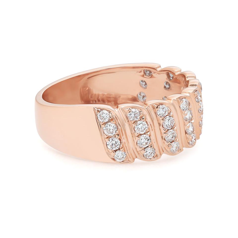 Modern 0.52 Carat Round Cut Diamond Band Ring 18K Rose Gold  For Sale