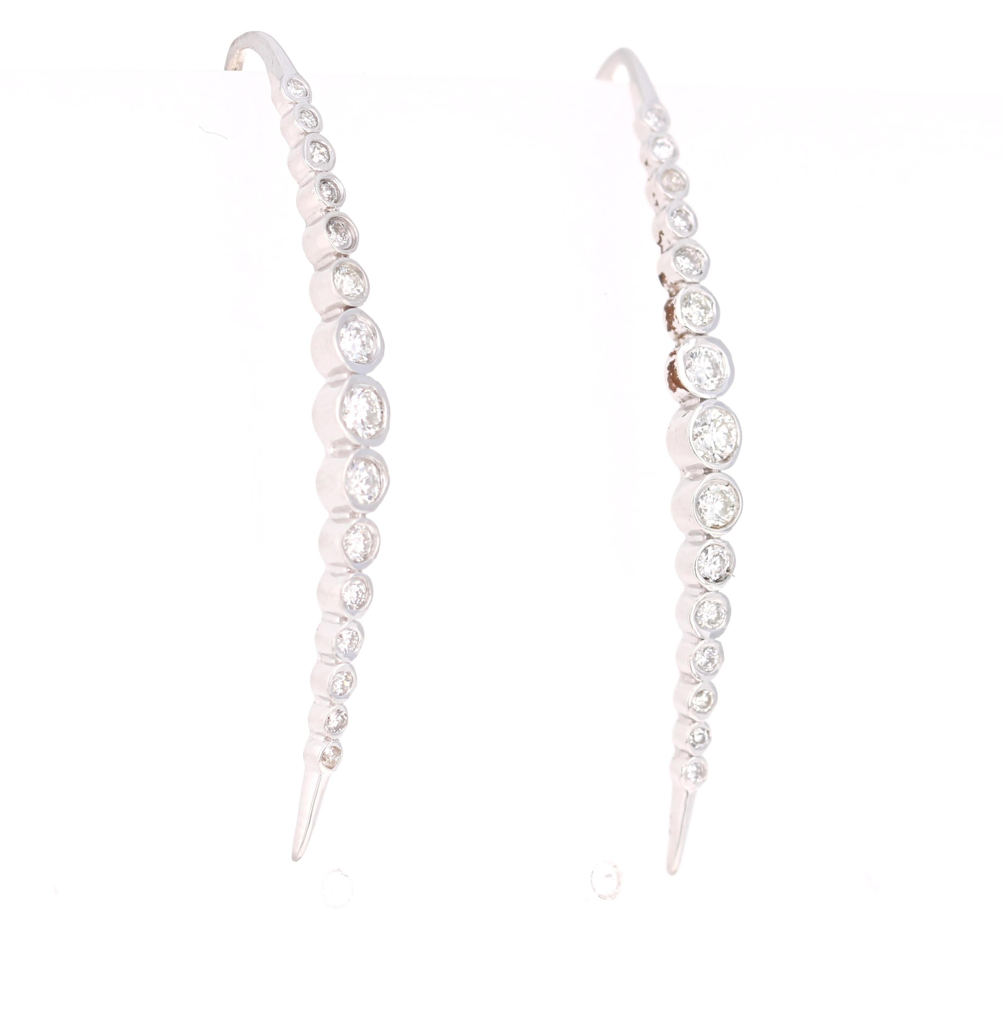 Delicate and Darling Diamond Dazzlers!
These beauties can be worn formally or even casually. 
30 Round Cut Diamonds weighing 0.52 Carats
14 Karat White Gold, 2.3 grams 

The backing of the Earrings is a wire style backing for easy use and