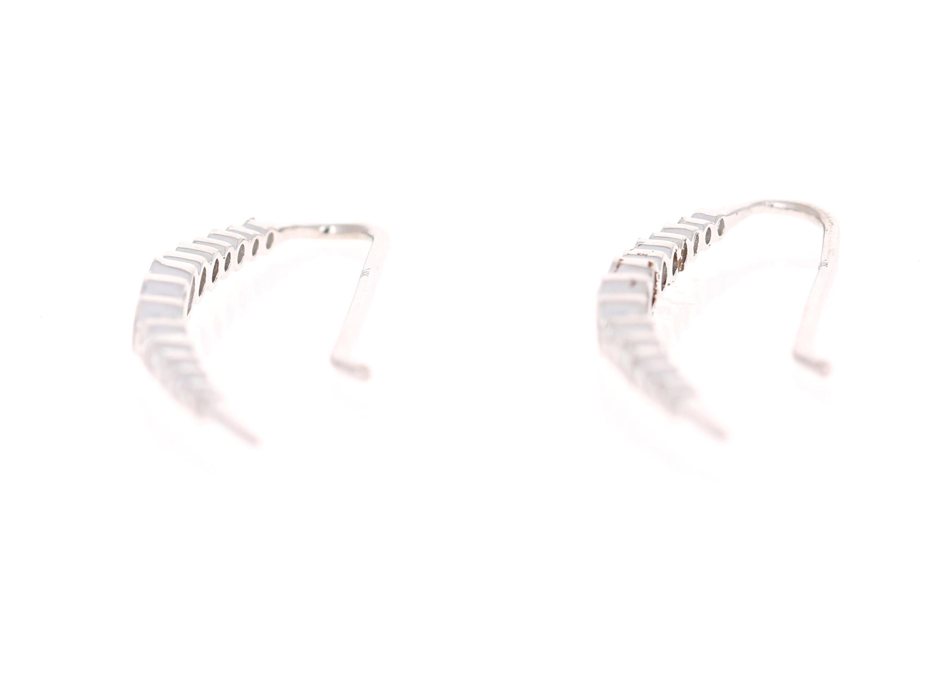 Contemporary 0.52 Carat Round Cut Diamond Earrings 14 Karat White Gold