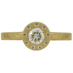 0.52 Carat Solitarie Round Diamond Yellow Gold Ring