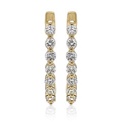 0.52 Carat White Diamond Yellow Gold Earrings
