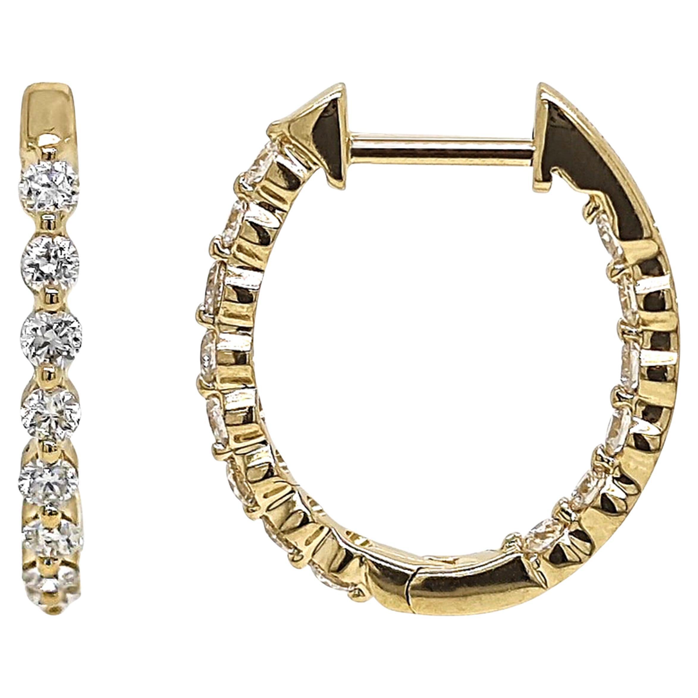 0.52 Carat White Diamond Yellow Gold Earrings