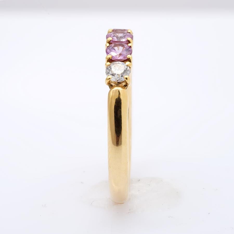 Mixed Cut 0.52 Carats Pink Sapphires Diamonds set in 18K Yellow Gold Ring For Sale
