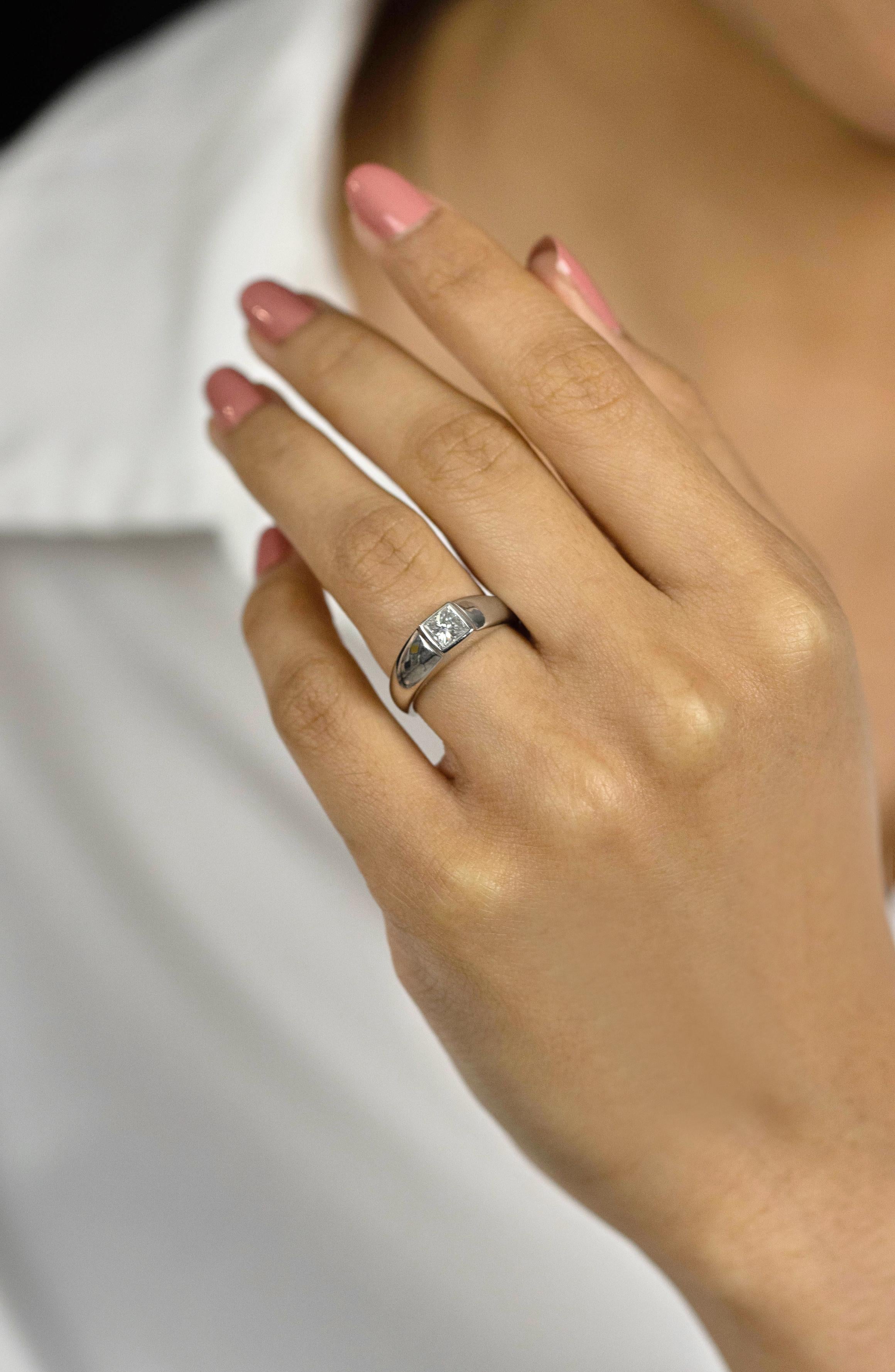 Contemporary Roman Malakov 0.52 Carats Princess Cut Diamond Solitaire Engagement Ring For Sale