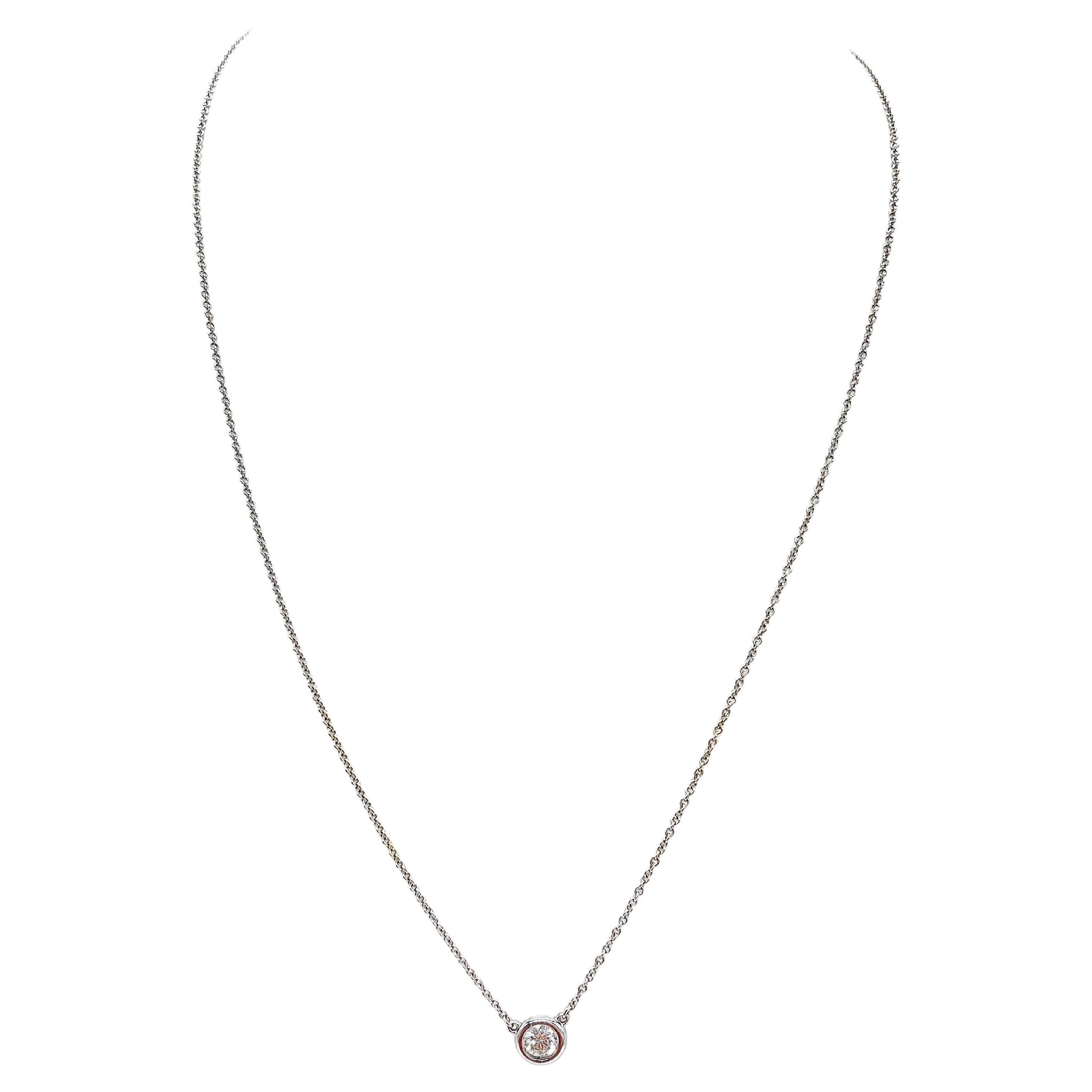 0,52 Karat ein einzelner natürlicher Diamant By The Yard-Halskette aus 14K Weißgold