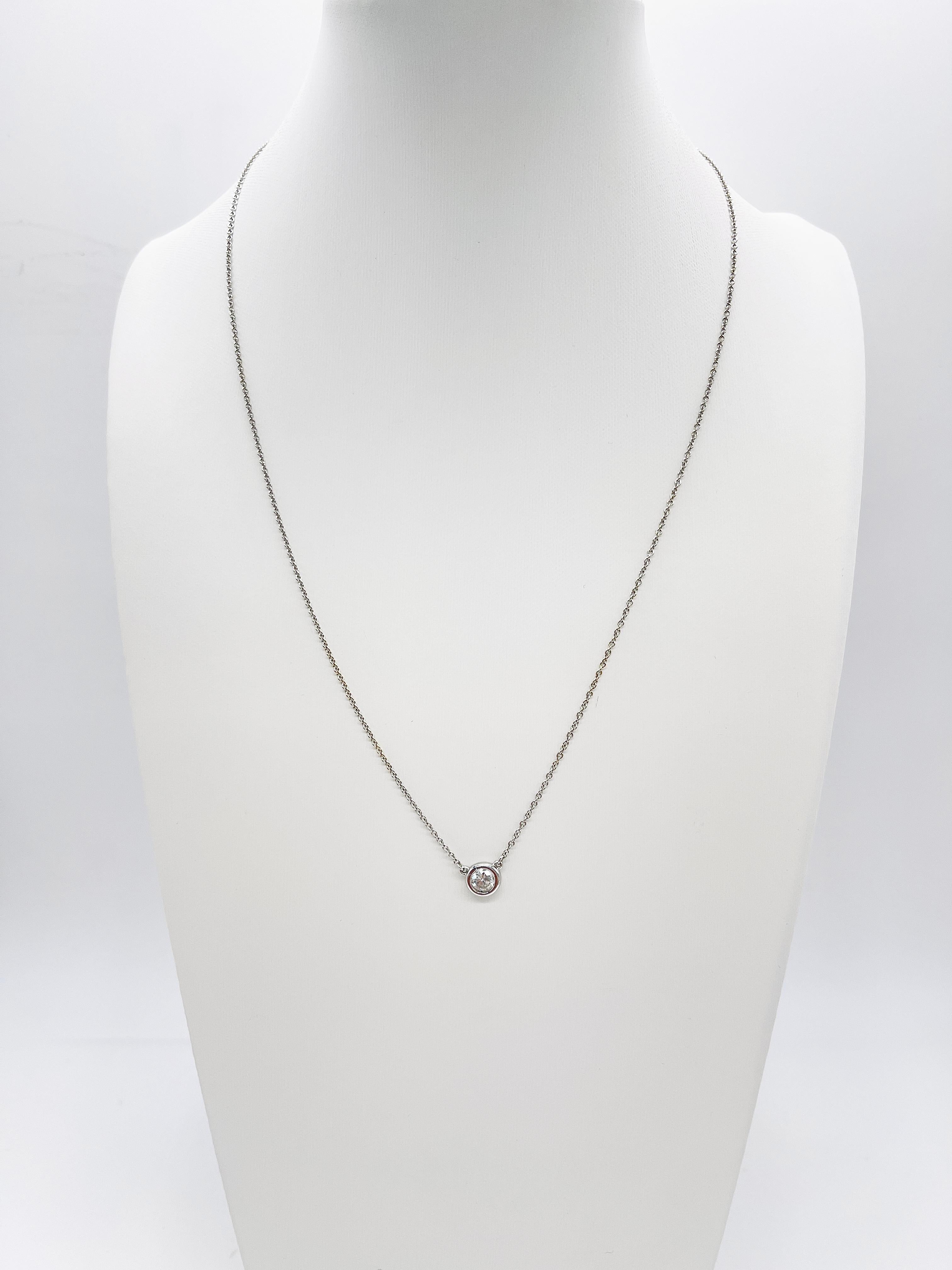0,52 Karat Single Station Diamant By The Yard Halskette aus 14K Weißgold (Moderne)