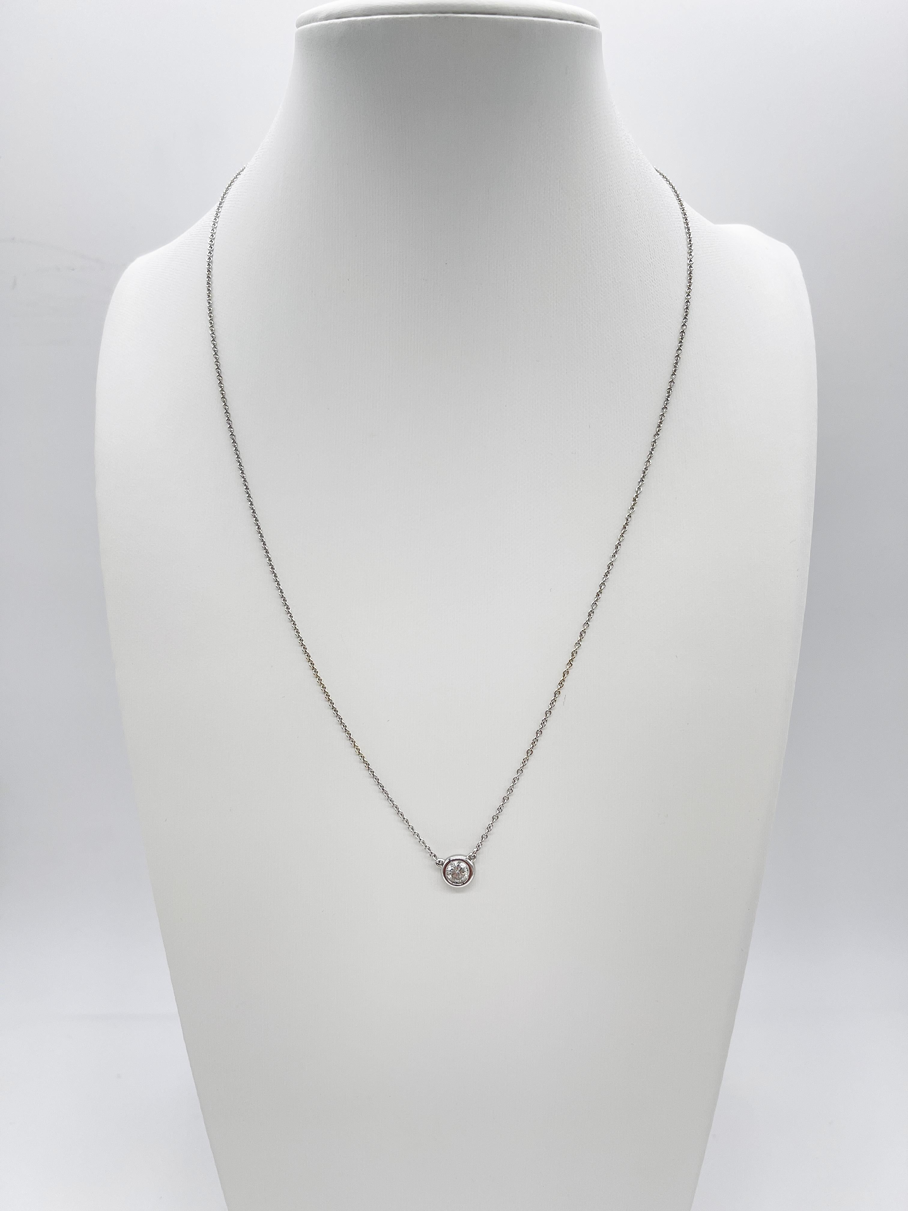 Modern 0.52 Carats Single Natural Diamond By The Yard Necklace in 14K White Gold