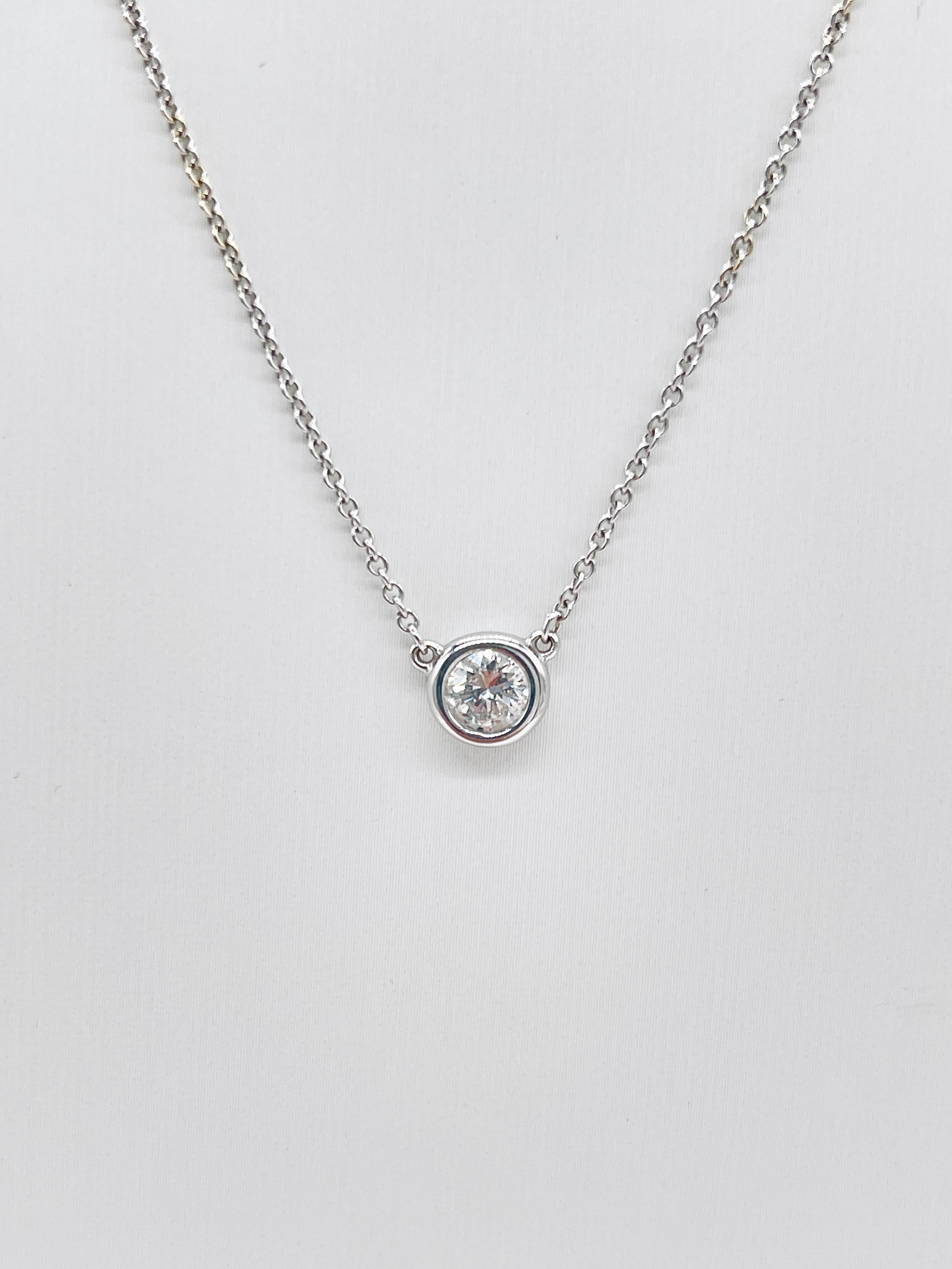 Round Cut 0.52 Carats Single Natural Diamond By The Yard Necklace in 14K White Gold