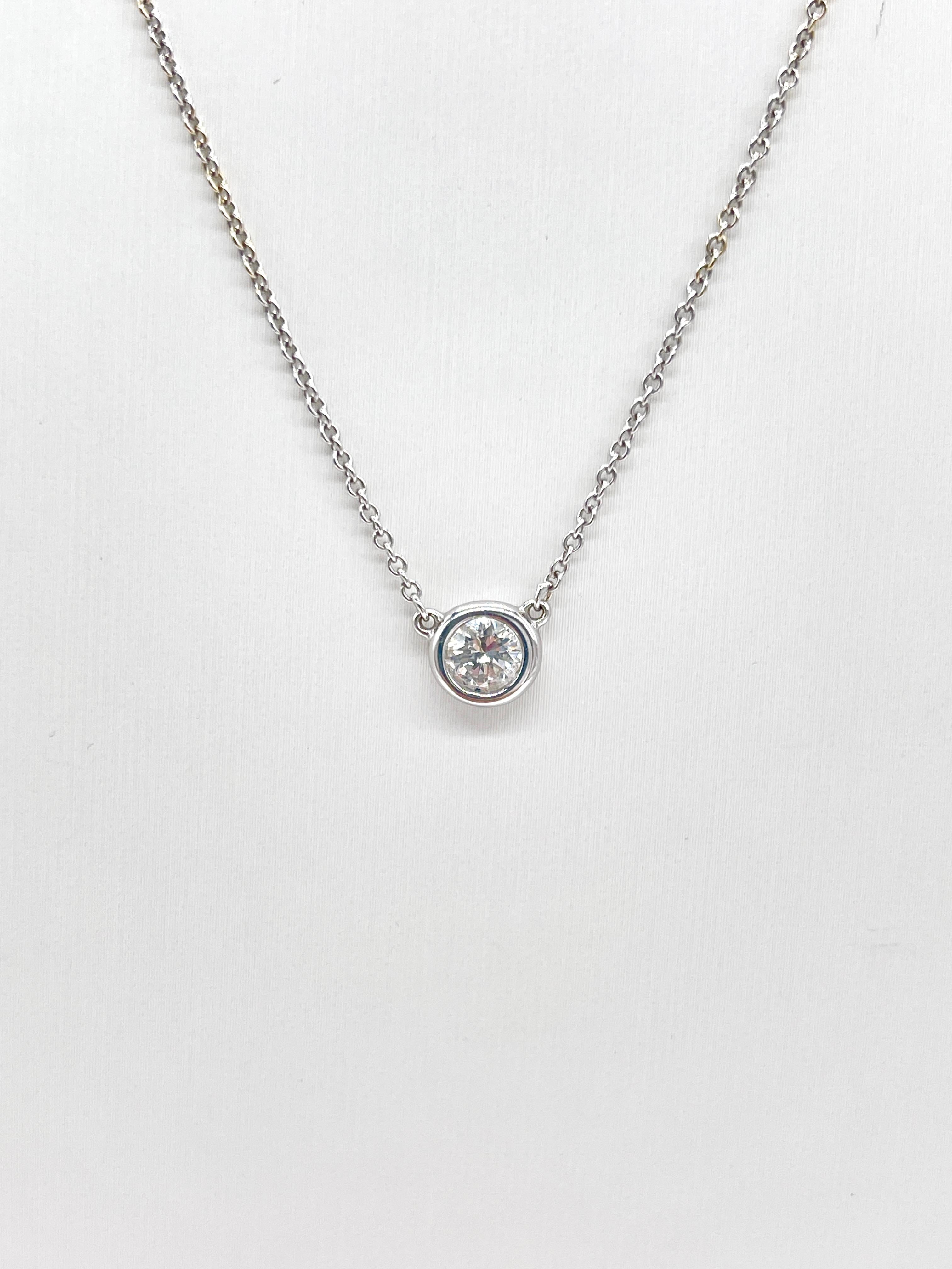 0,52 Karat Single Station Diamant By The Yard Halskette aus 14K Weißgold für Damen oder Herren