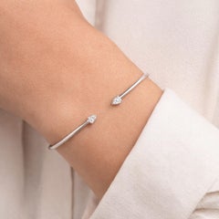 0.52 Ct Diamond Adjustable Open Cuff Bracelet 18K White Gold HRD Certified