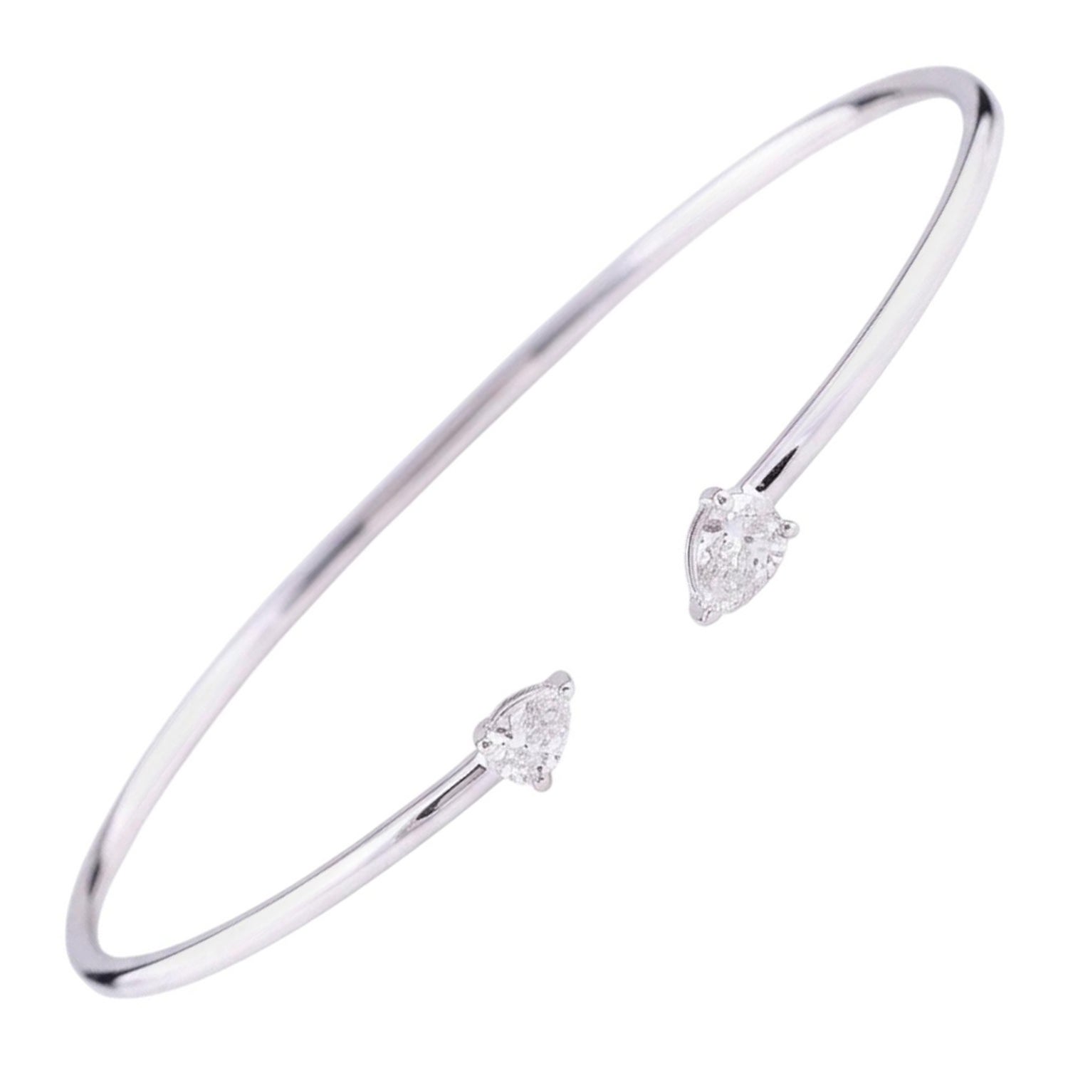 0.52 Ct Diamond Adjustable Open Cuff Bracelet  18K White Gold HRD Certified