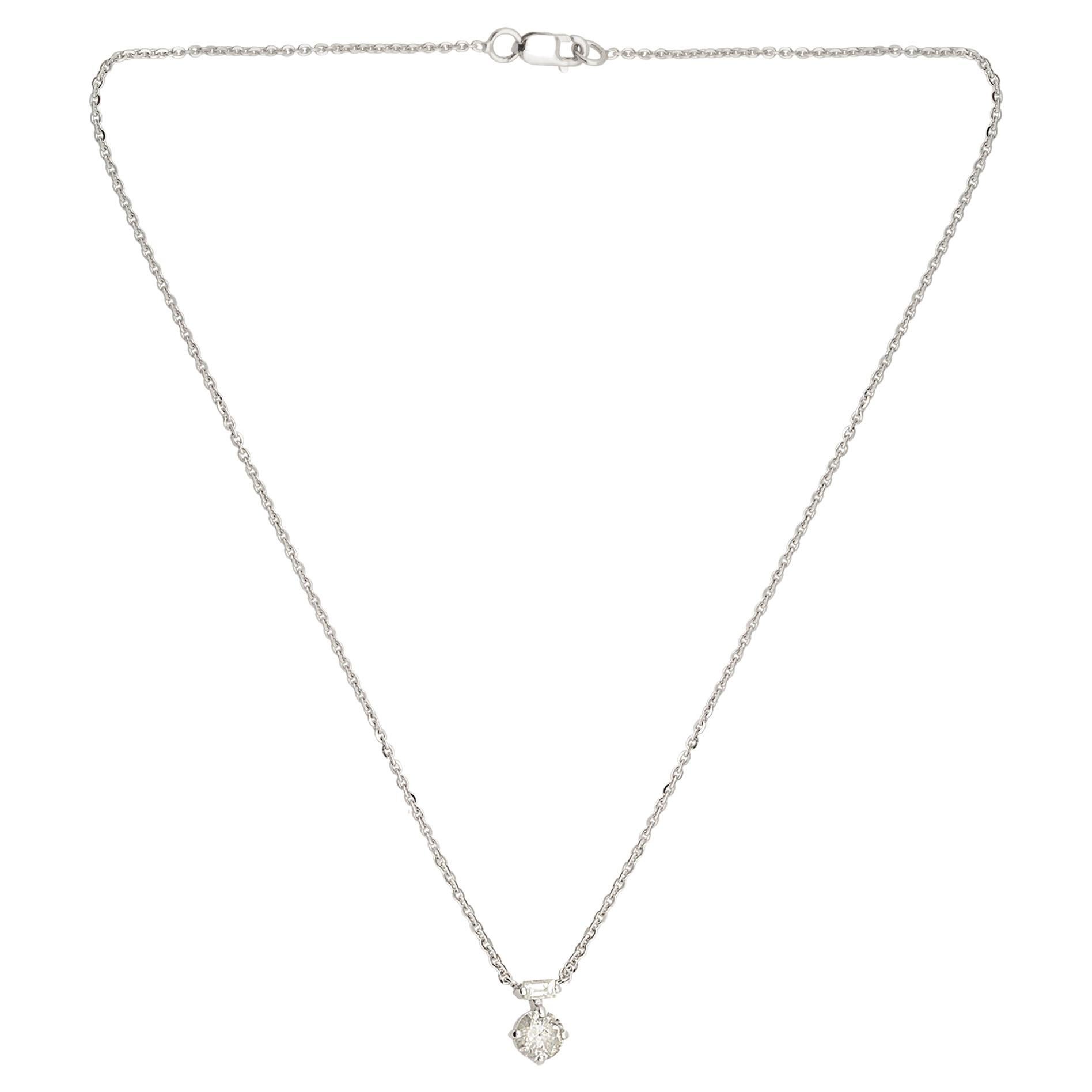 Collana a catena con diamanti taglio Brilliante 0,52 CTW in oro bianco massiccio 14k Gioielli di pregio