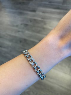 0.52ct Carat Diamond Cuban Link Bracelet 18 Karat White Gold