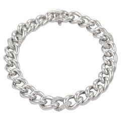 0.52ct Carat Diamond Cuban Link Bracelet 18 Karat White Gold