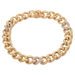 0.52ct Carat Diamond Cuban Link Bracelet 18 Karat Yellow Gold