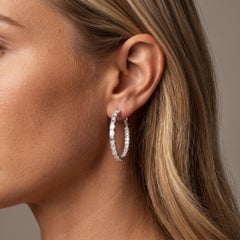 0.52ct Emerald Cut Diamond 18K White Gold Hoop Earrings