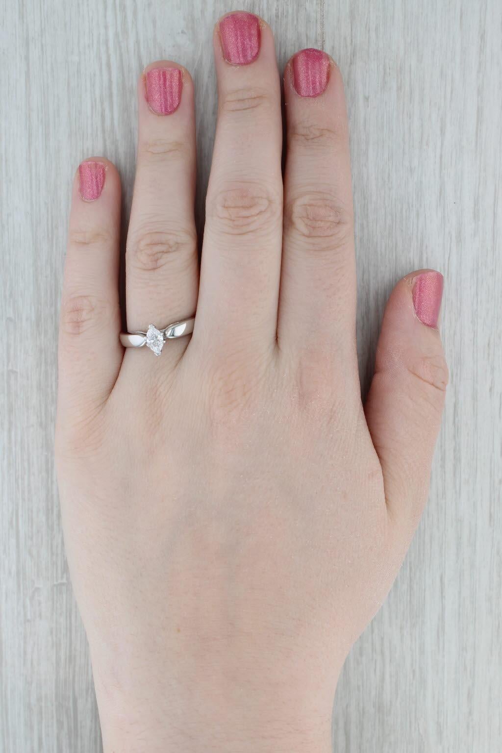 0,52 ct Anillo de compromiso solitario con diamante marquesa Oro blanco 14k Talla 9 GGL GIA en venta 4