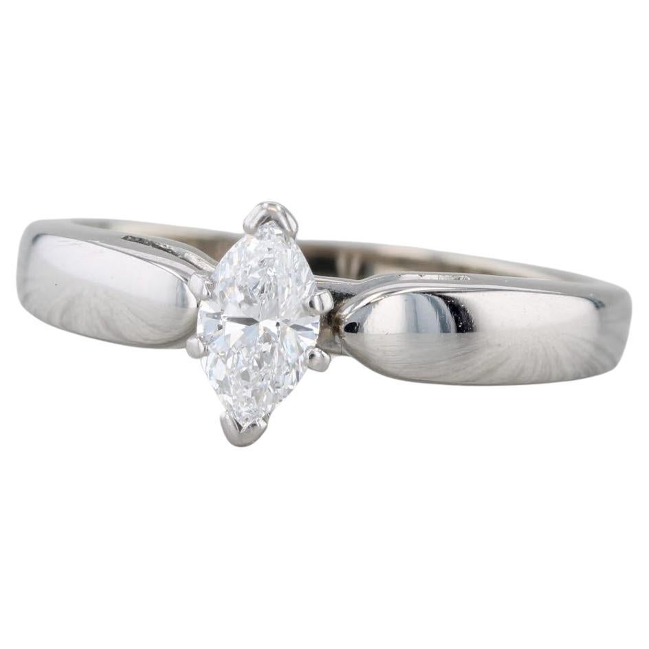 0.52ct Marquise Diamond Solitaire Engagement Ring 14k White Gold Size 9 GGL GIA