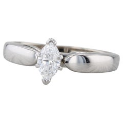 0,52 Karat Marquise Diamant Solitär Verlobungsring 14k Weißgold Größe 9 GGL GIA