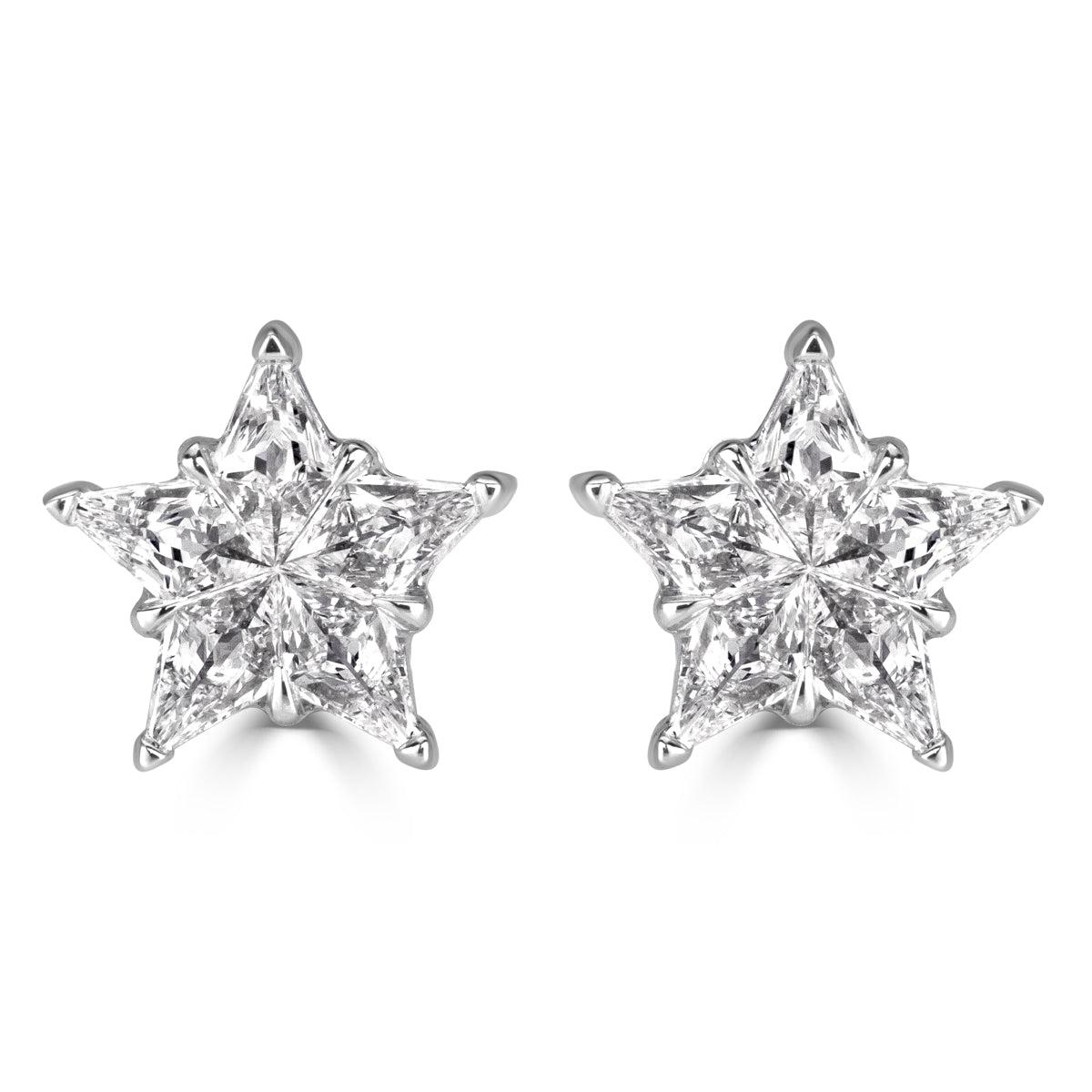 0.52ct Mosaic Diamond Star Stud Earrings For Sale