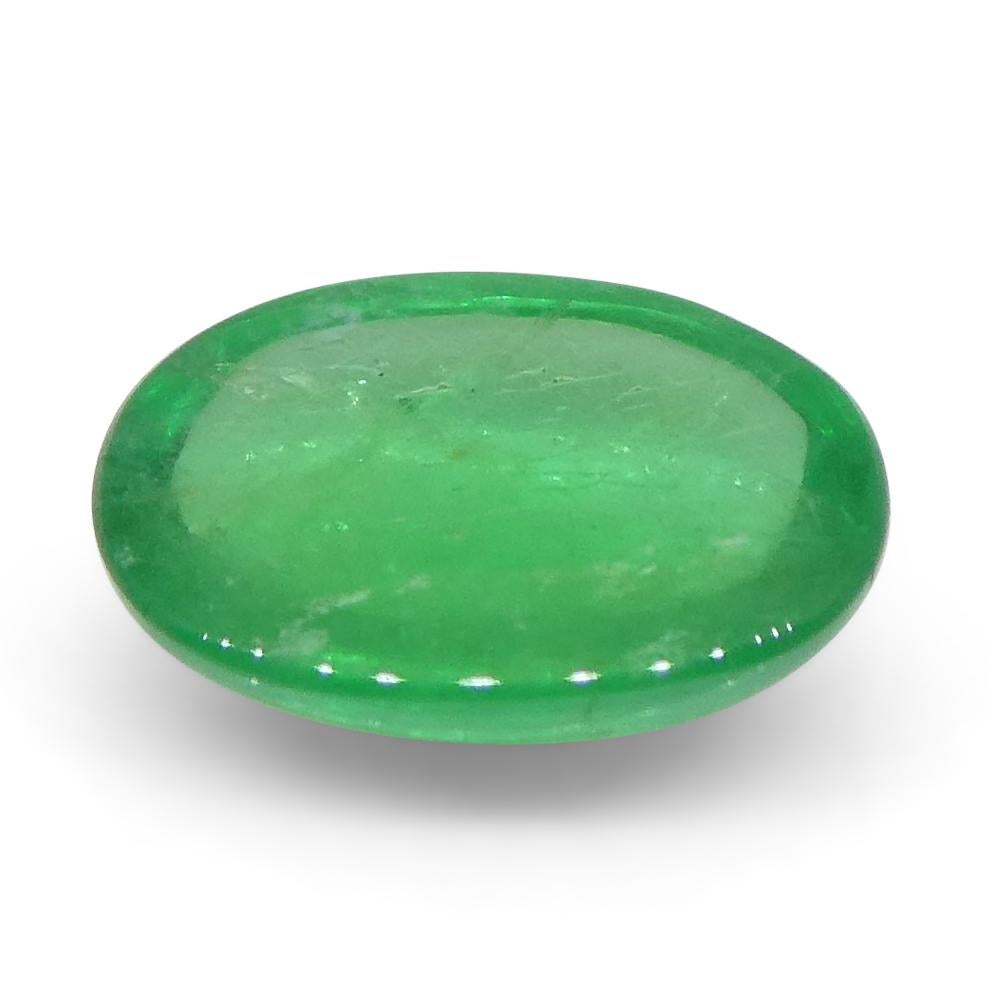 Oval Cut 0.52ct Oval Cabochon Green Emerald from Colombia For Sale