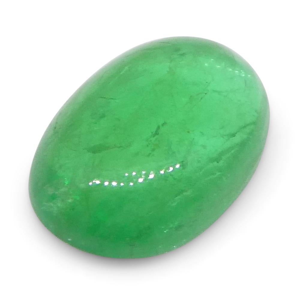 0.52ct Oval Cabochon Green Emerald from Colombia In New Condition For Sale In Toronto, Ontario