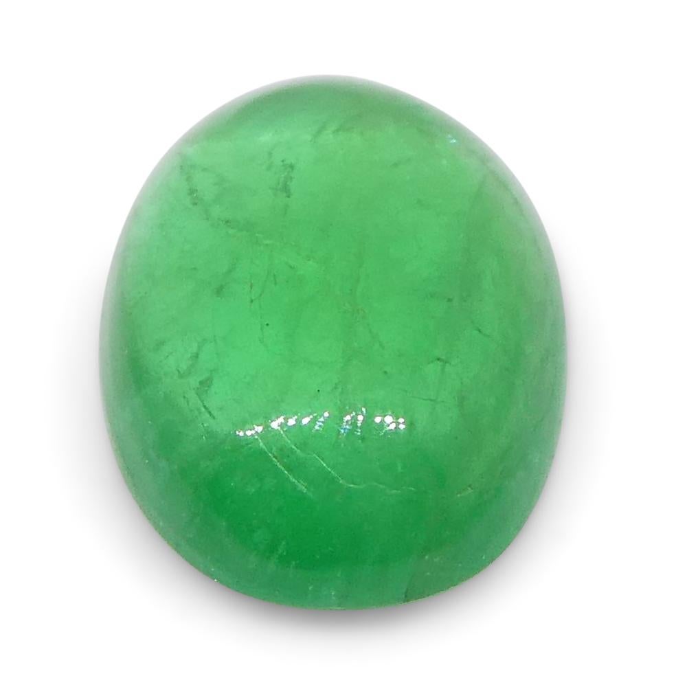 Women's or Men's 0.52ct Oval Cabochon Green Emerald from Colombia For Sale