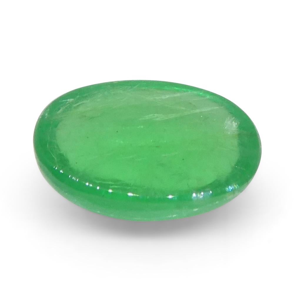 0.52ct Oval Cabochon Green Emerald from Colombia For Sale 1