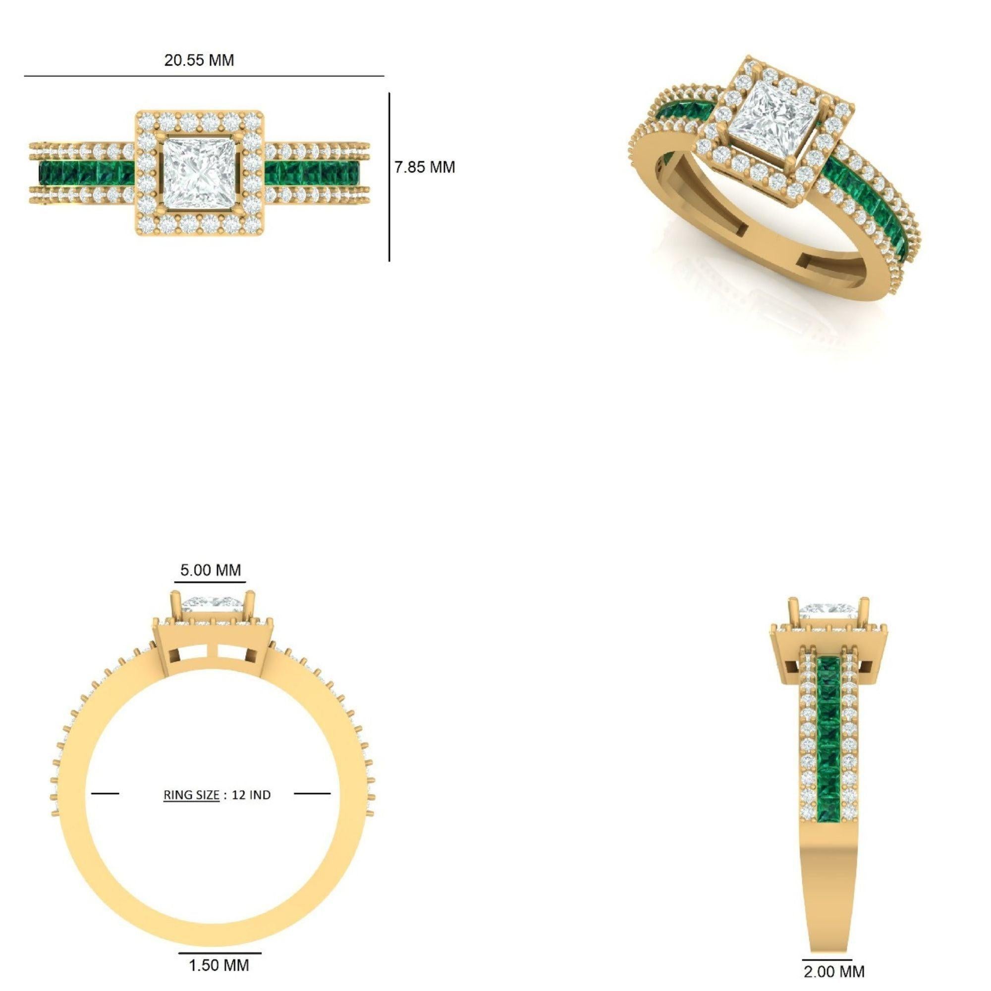 Quadratischer 0,52ct Prinzessinnen-Edelsteinring mit Diamanten aus massivem 14K Gold (zertifiziert) im Angebot 2