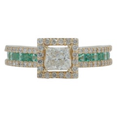 Quadratischer 0,52ct Prinzessinnen-Edelsteinring mit Diamanten aus massivem 14K Gold (zertifiziert)