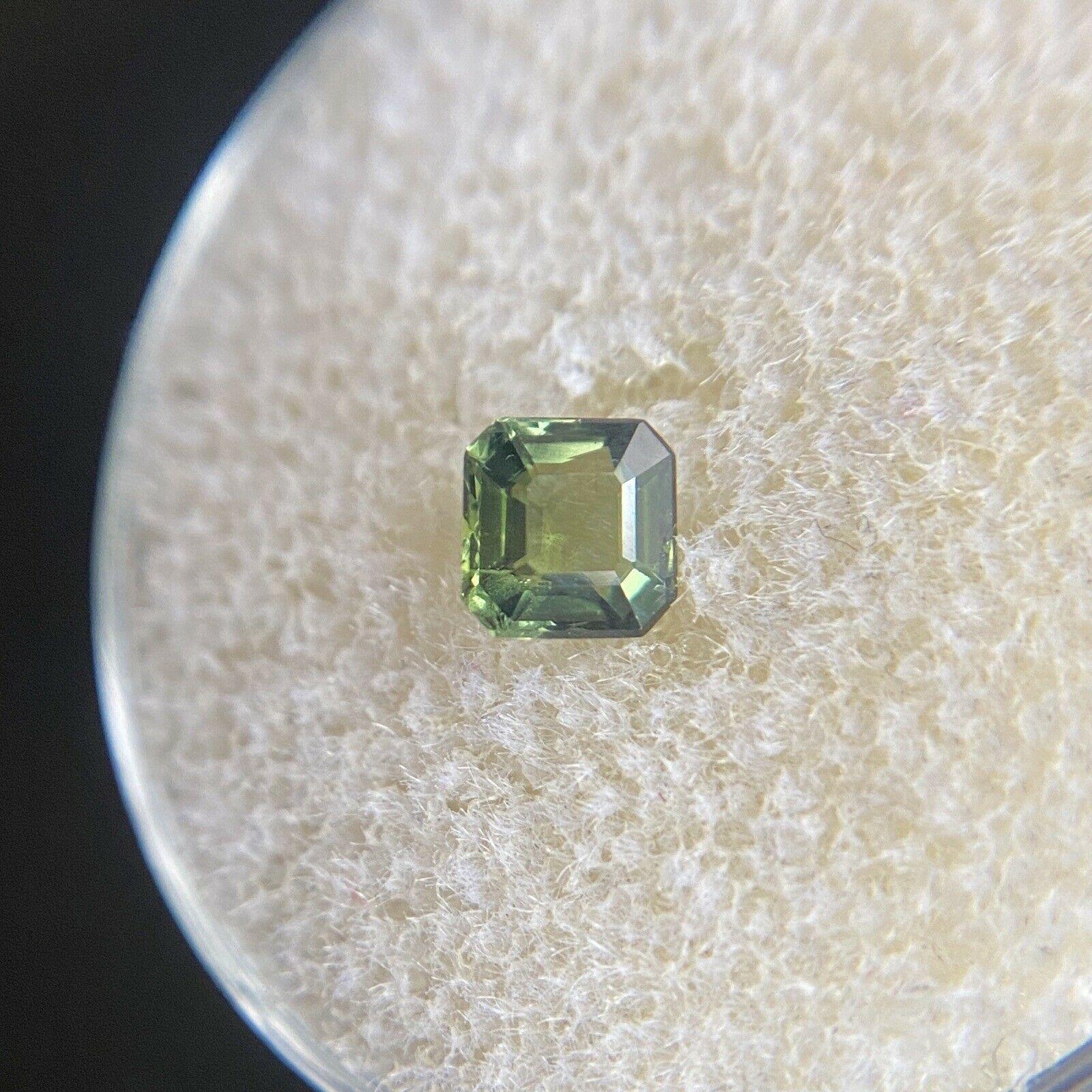 0.52ct Vivid Green Untreated Sapphire Australian Square Emerald Cut Gem 4.4mm

Natural Untreated Green Sapphire Gemstone. 
0.54 Carat with a beautiful green colour and an excellent square emerald cut. Also has very good clarity, very clean stone.