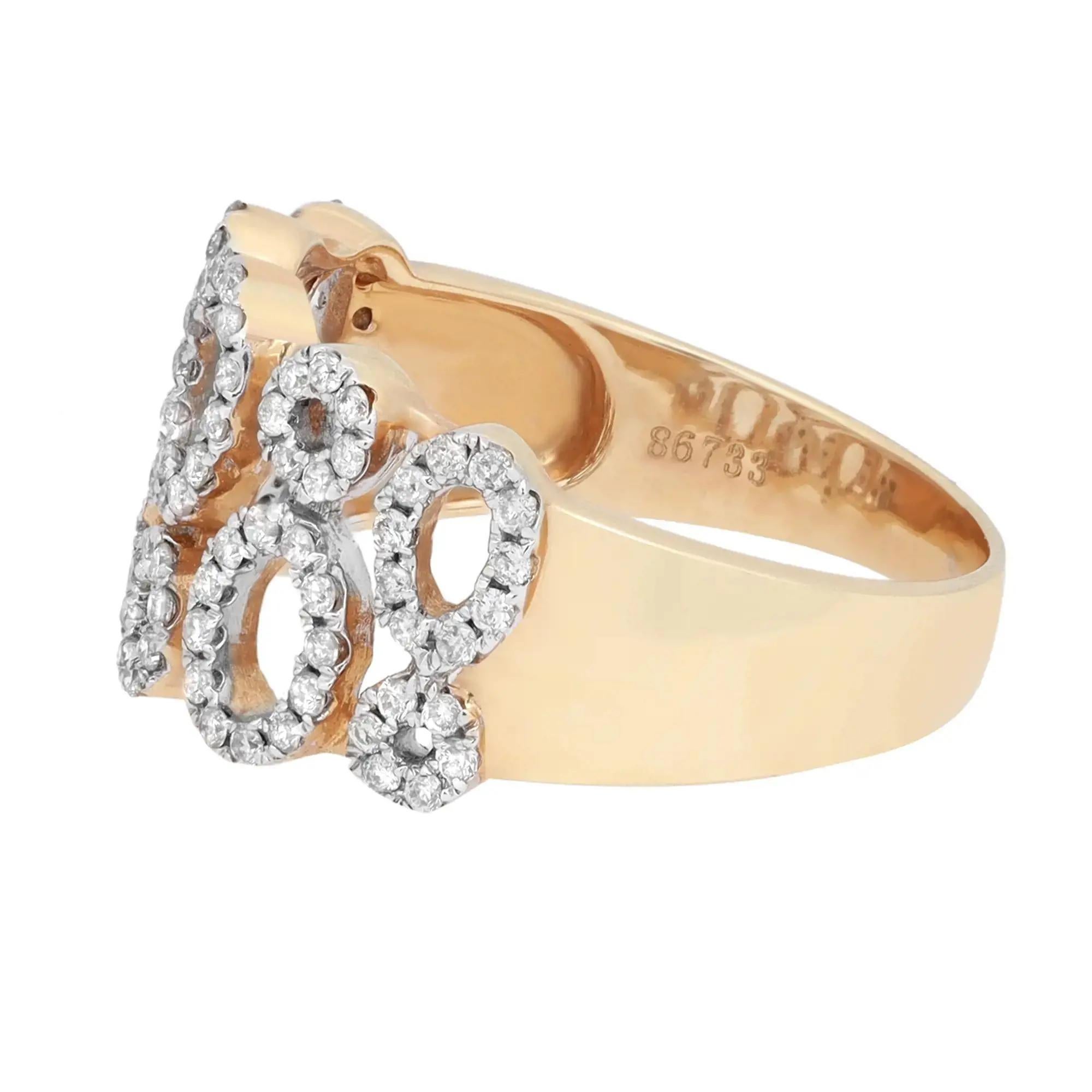 Modern 0.52cttw Round Diamond Circular Fancy Band Ring 14k Yellow Gold For Sale