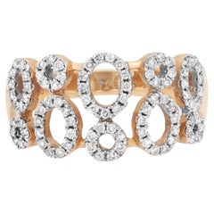 0.52cttw Round Diamond Circular Fancy Band Ring 14k Yellow Gold
