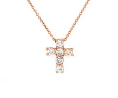 0.52ctw Diamond Cross Pendant Necklace 14K Rose Gold