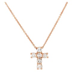 0.52ctw Diamond Cross Pendant Necklace 14K Rose Gold
