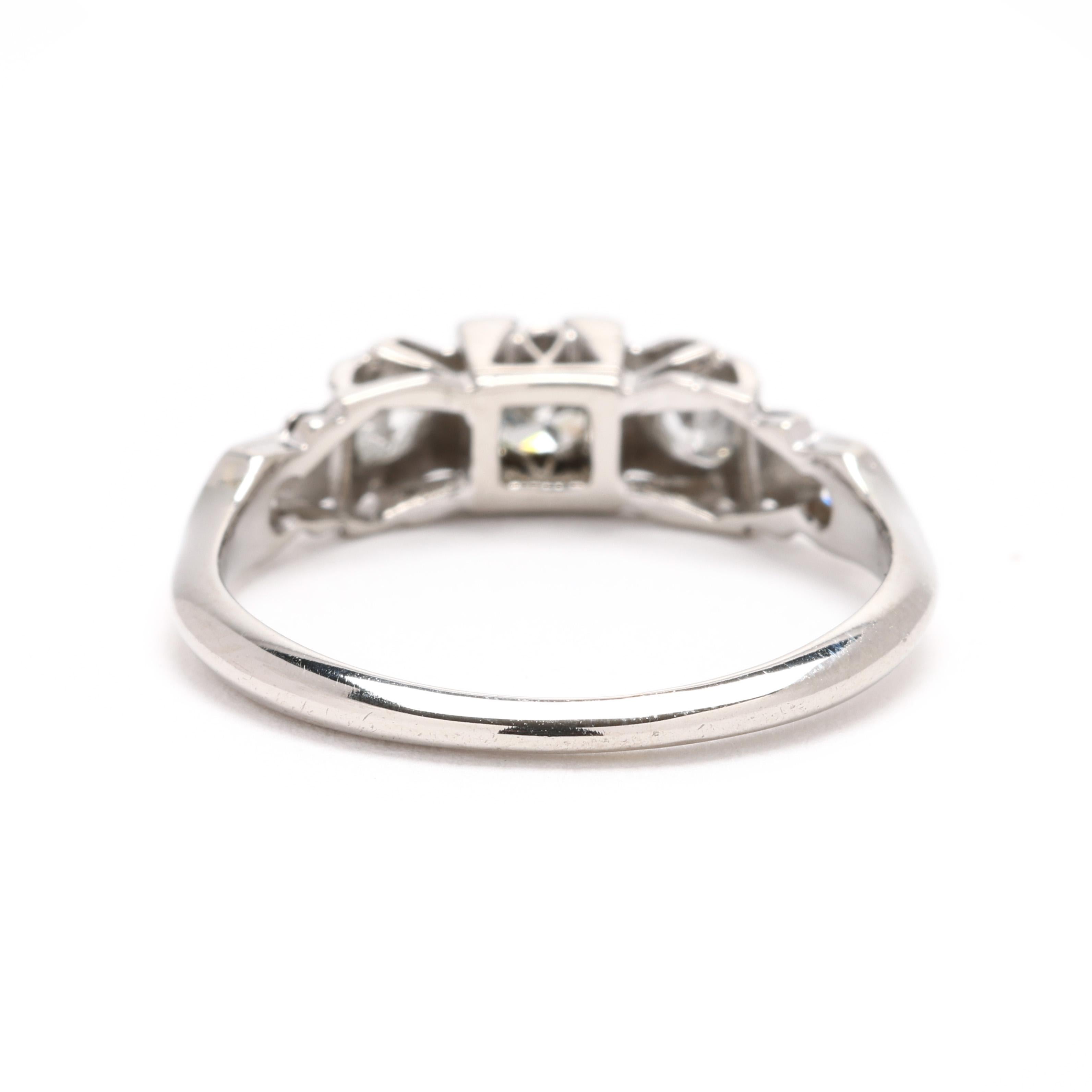 Old European Cut 0.52ctw Diamond Engagement Ring, Platinum, Ring Size 6 For Sale